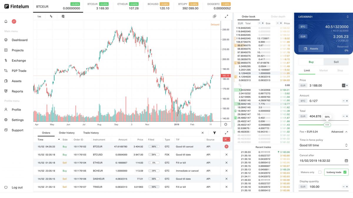 Fintelum trading platform view